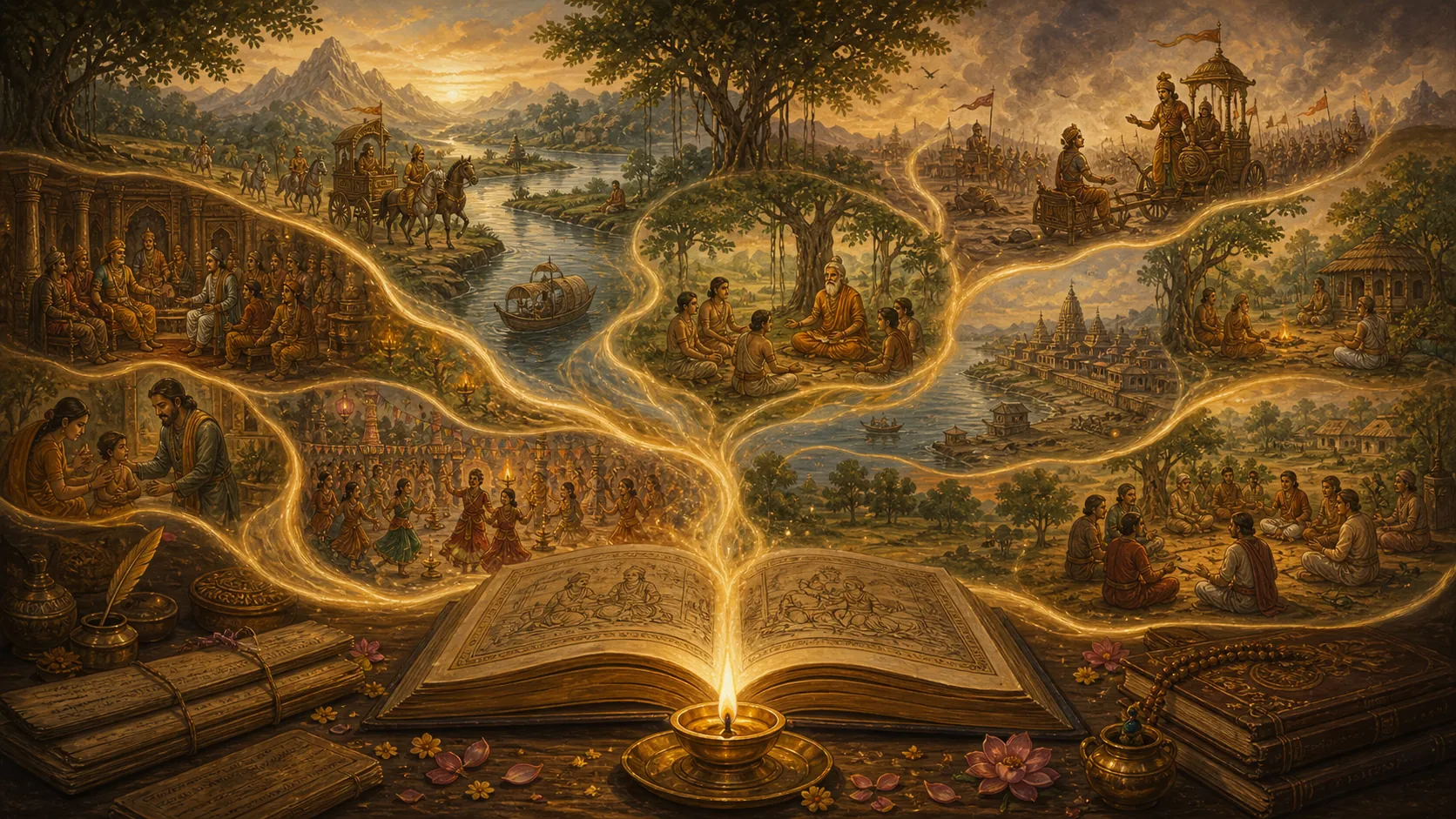 An illuminated manuscript representing preserved narrative memory