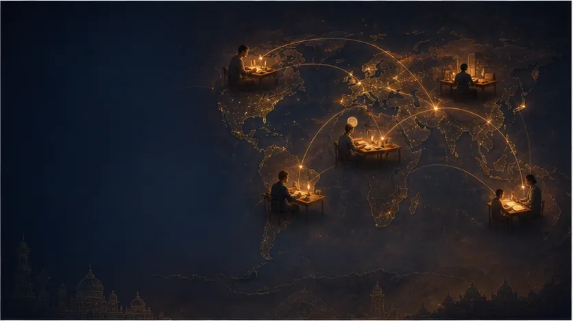 Contributors connected around the world through a shared archive